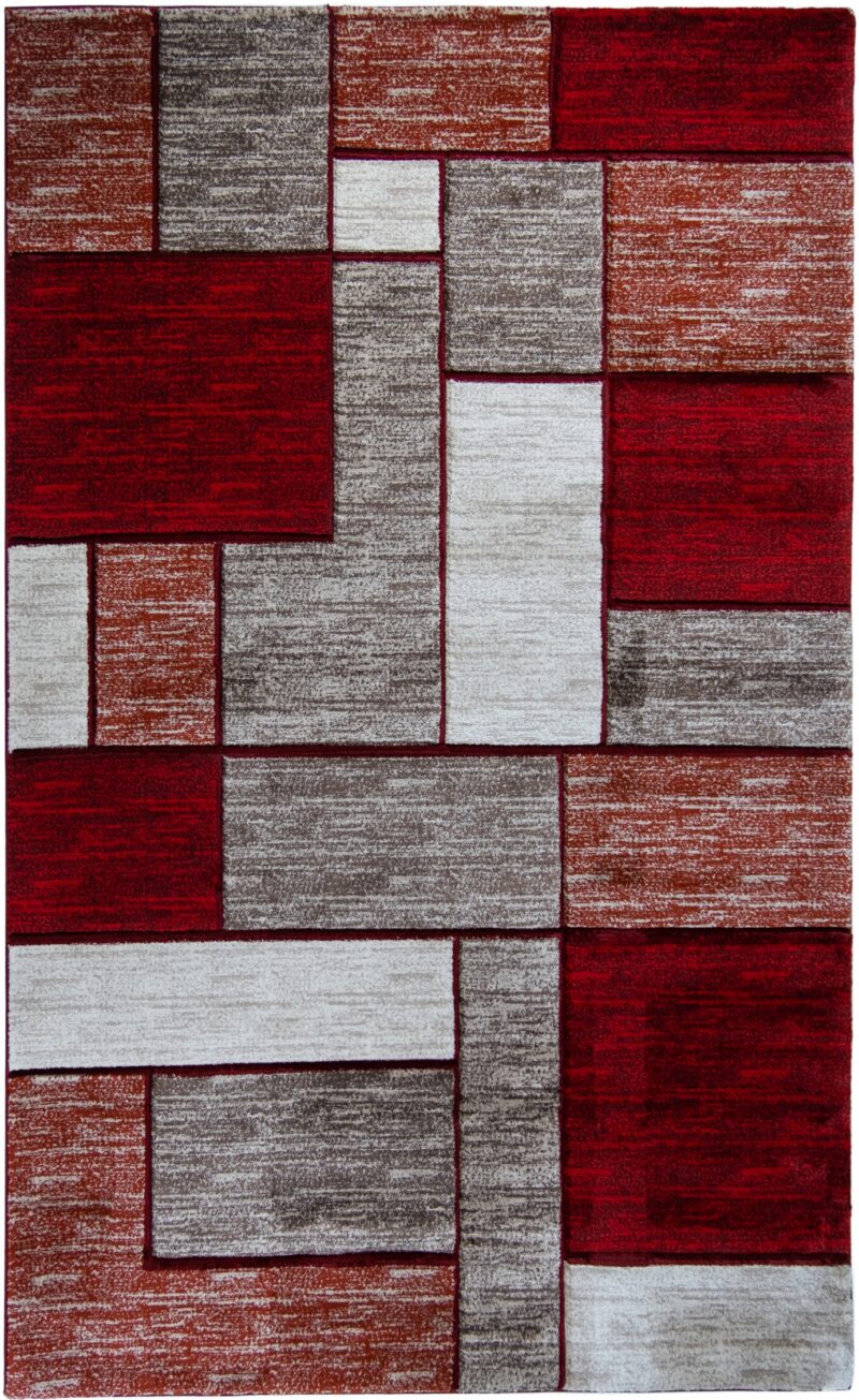 Moderno Abstract Area Rug - Red