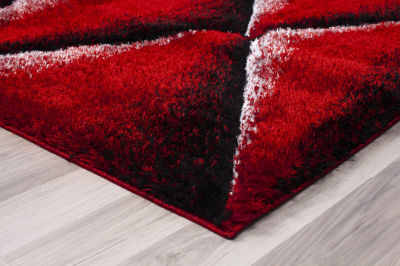 Printed Prime Shag Fluffy Area Rug - Red - Image 8