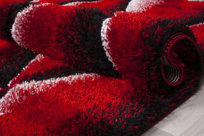 Printed Prime Shag Fluffy Area Rug - Red - Image 7