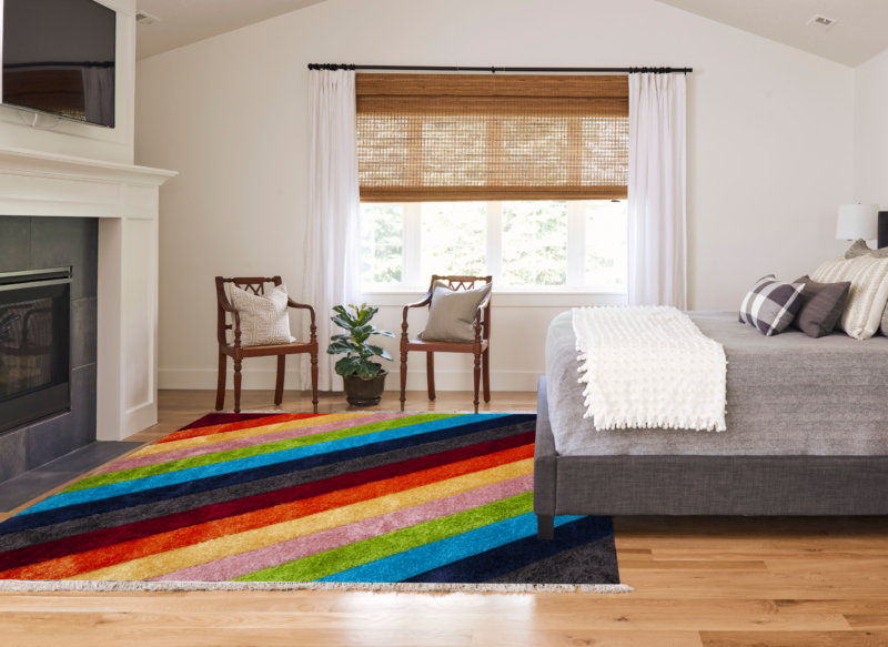 Printed Prime Shag Fluffy Area Rug - Rainbow - Image 3