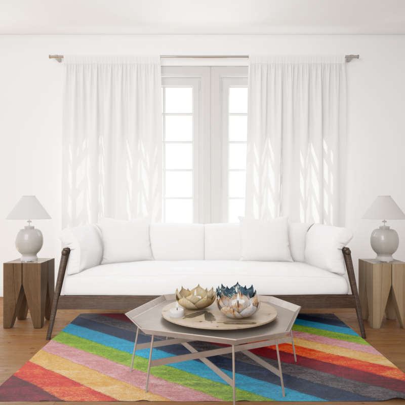 Printed Prime Shag Fluffy Area Rug - Rainbow - Image 4