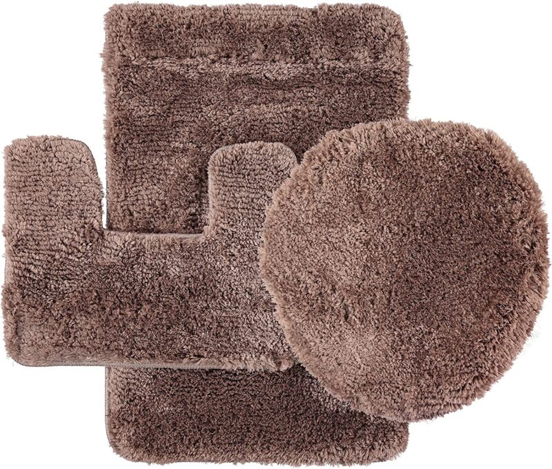 YassRug 3 Piece High Elegance Bath Mat Set - Brown