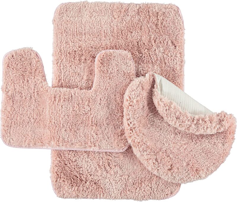 YassRug 3 Piece High Elegance Bath Mat Set - Rose