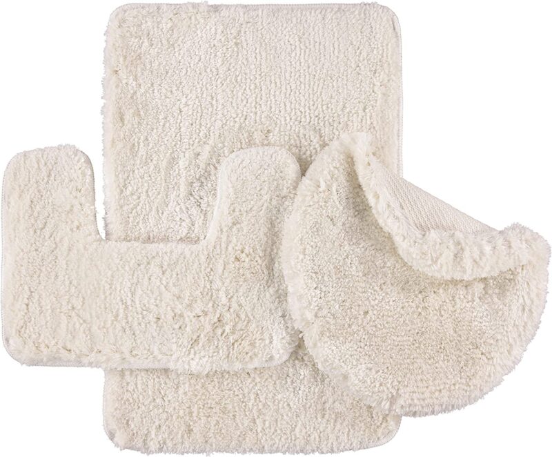 YassRug 3 Piece High Elegance Bath Mat Set - White