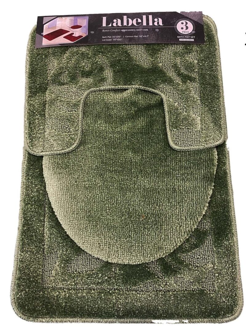 YassRug Elegant 3 Piece Labella Bath Rug Set - Green Bold