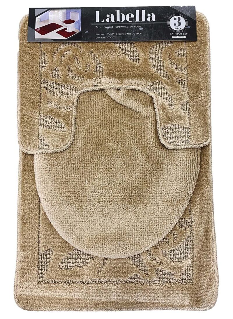 YassRug Elegant 3 Piece Labella Bath Rug Set - Sand