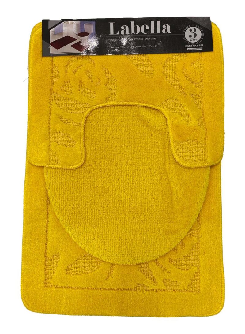 YassRug Elegant 3 Piece Labella Bath Rug Set - Yellow